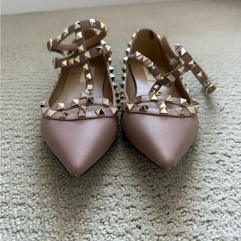 Kaitlyn Pan Women’s Rock Studded Leather Pink Pointed Flat  Shoes - Picture 9 of 9
